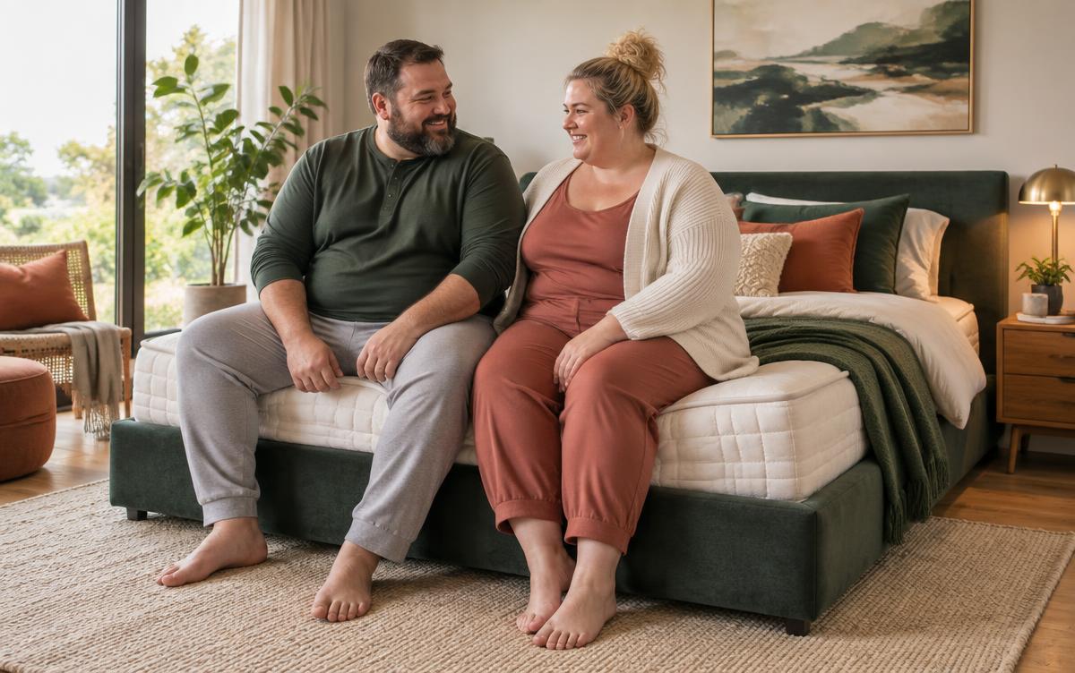 Stevig matras met een zwaarder koppel op de bedrand