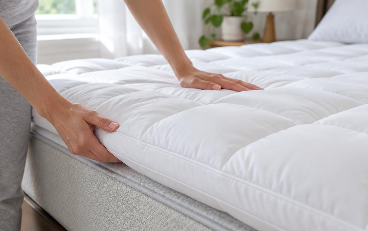 Topper wordt op een matras gelegd voor extra slaapcomfort