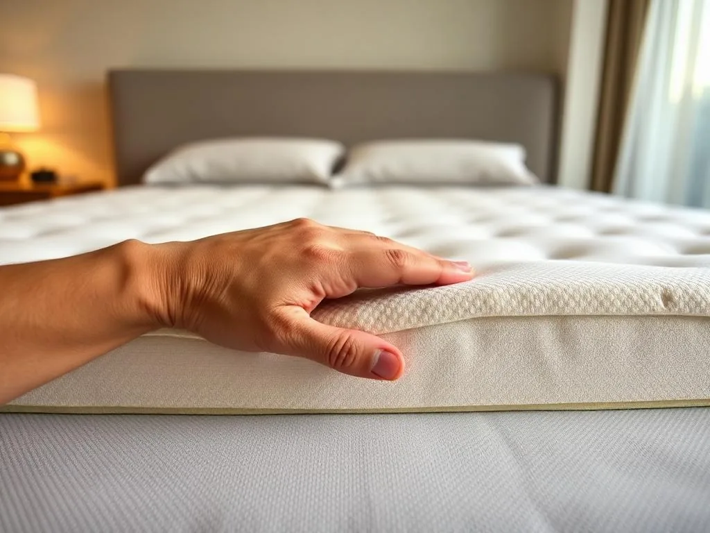Hand drukt in het traagschuim van het Cloudpillo matras — drukverlichting test